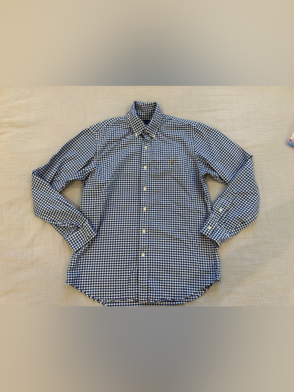 Ralph Lauren Blue and White Gingham Button-Down Shirt